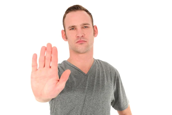 Young man making a Stop gesture — Stock Photo, Image