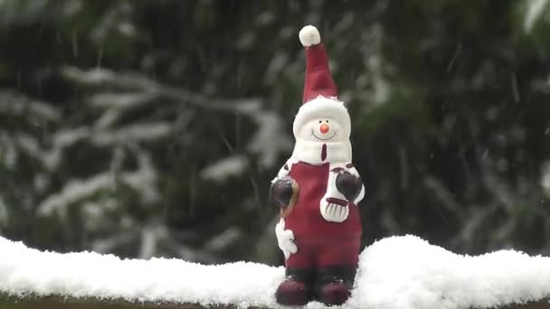 Weihnachtsmann im Schnee-Zeitraffer — Stockvideo