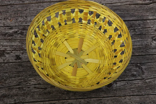 Empty woven cane basket — Stock Photo, Image