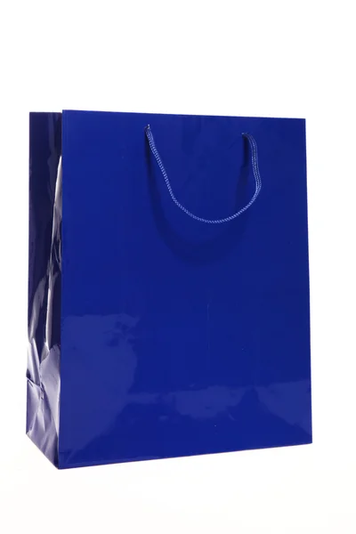 Bolsa de compras o de transporte de papel azul — Foto de Stock