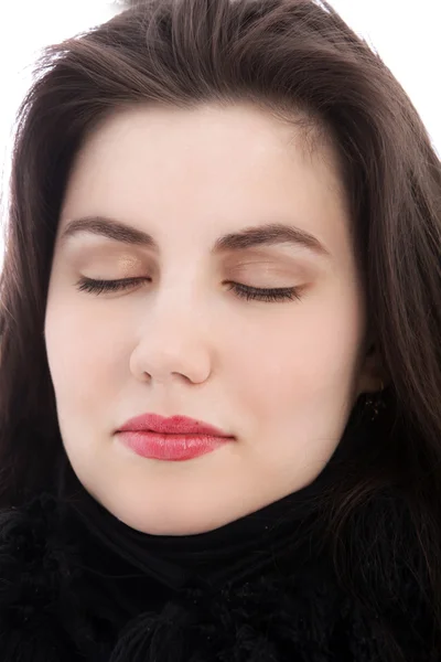 Relaxed brunette woman with eyes closed, close up — Stock Photo, Image