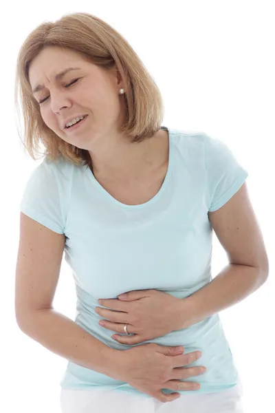 Mujer con dolor de estómago —  Fotos de Stock