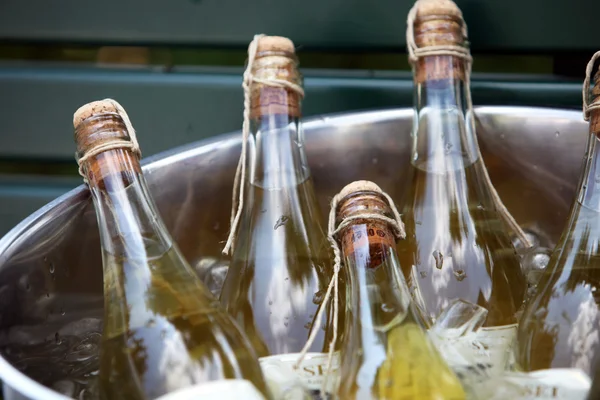 Champán enfriamiento en un cubo de hielo —  Fotos de Stock