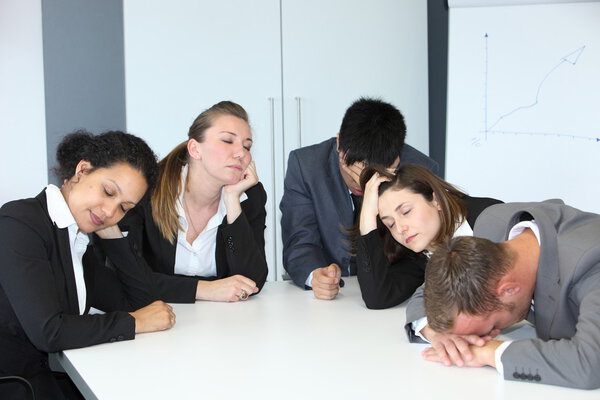 Group of bored demotivated businespeople