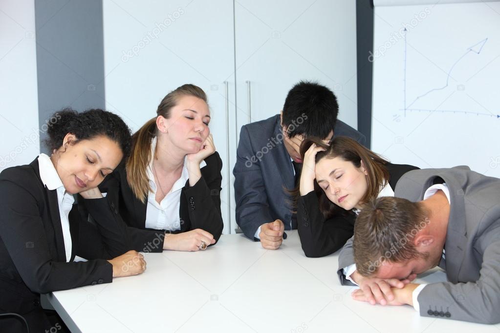 Group of bored demotivated businespeople