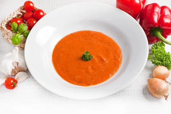 Plate of nutritious vegetable soup with pumpkin — Stock Photo, Image