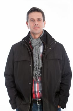 Kış eşarp yakışıklı orta yaşlı adam