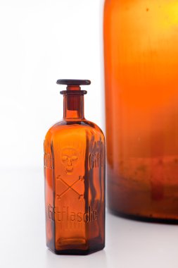 Old brown glass poison bottle clipart