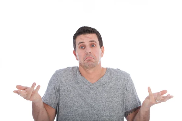 Ignorant man giving a dismissive shrug — Stock Photo, Image