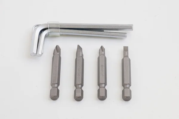 Interchangeable screwdriver heads and allen keys — Stock Photo, Image