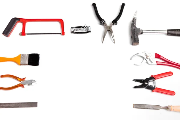 Frame of handheld tools and hardware — Stock Photo, Image