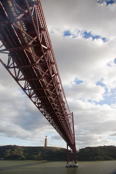 Detalle estructural de un puente colgante de acero — Foto de Stock