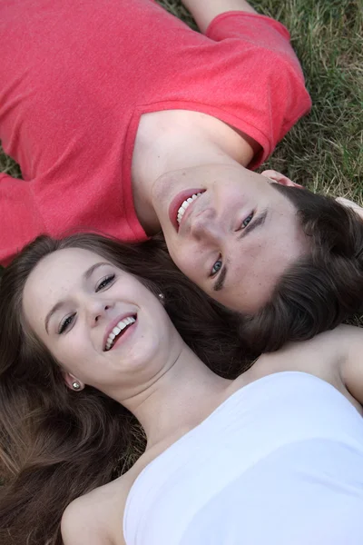 Happy teenage boy and girl — Stock Photo, Image