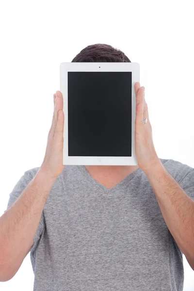 Nerd peeking from behind a blackboard — Stock Photo, Image