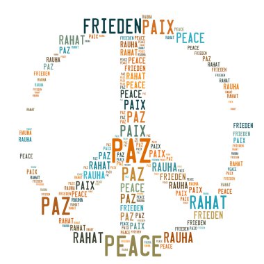 Peace Sign Shaped Word Cloud clipart