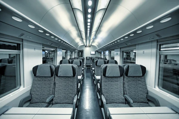 Modern train coach interior view. — Stock Photo, Image