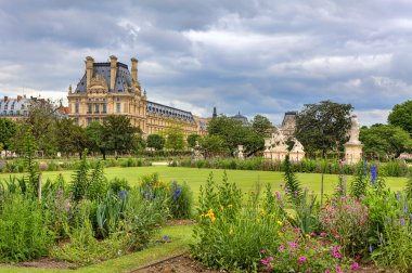 Tuileries Garden and Louvre museum. Paris, France. clipart