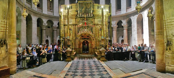 Interiér panorama kostel svatého hrobu v Jeruzalémě, — Stock fotografie