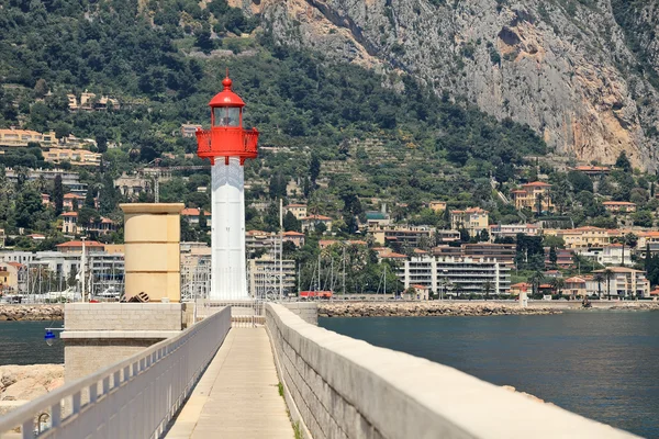 Maják na marina v menton, Francie, — Stock fotografie