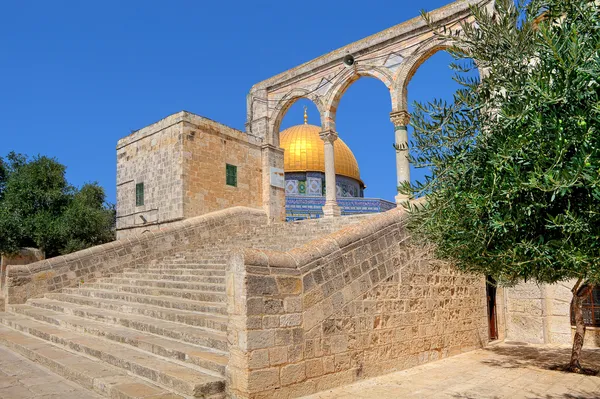 Kopuła meczetu skały w Jerozolimie, Izrael. — Zdjęcie stockowe