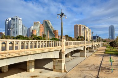 Valencia turia bahçeleri üzerinde köprü.