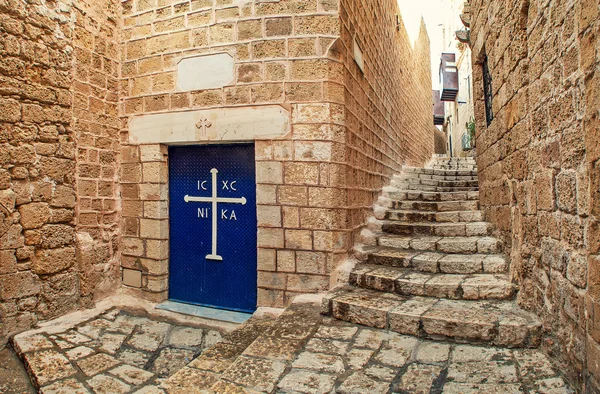 Steinmauern und enge Gassen von Jaffa, Israel. — Stockfoto