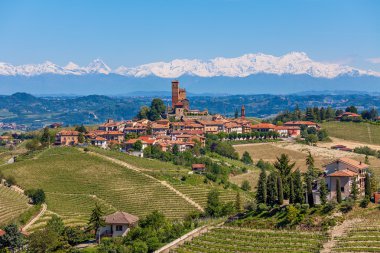 Small town on the hills of Piedmont, Italy. clipart