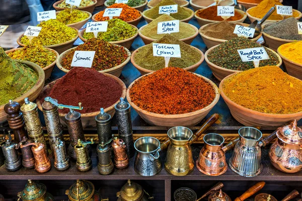 Especiarias Tradicionais Utensílios Cozinha Artesanal Famoso Mercado Cidade Velha Jerusalém — Fotografia de Stock