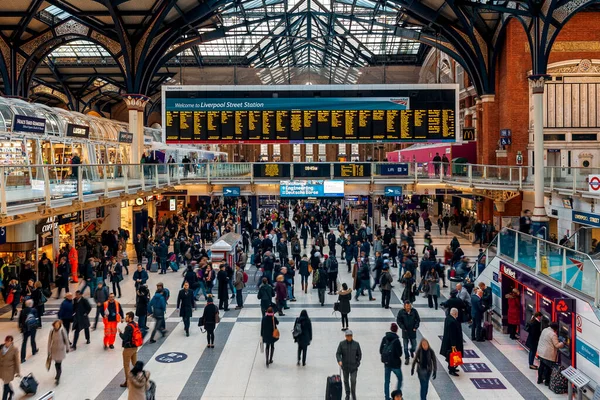 London Vereinigtes Königreich Januar 2016 Die Menschen Bahnhof Liverpool Street — Stockfoto