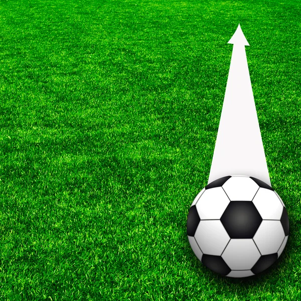 Soccer football field stadium grass line ball background on the — Stock Photo, Image