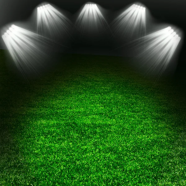 Campo verde calcio con luce — Foto Stock