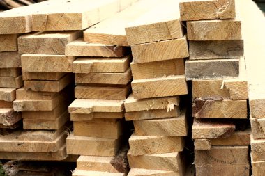 Stack of pine wooden bars