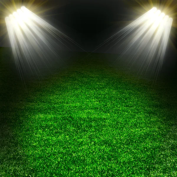 Campo verde calcio con luce — Foto Stock