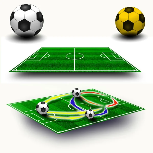 Collage. Soccer field tactic table, map on perspective geometry, — Stock Photo, Image