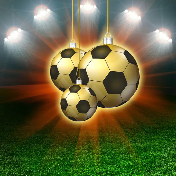 Campo verde calcio con luce hollyday — Foto Stock