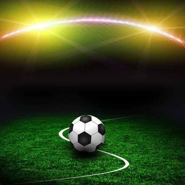 Soccer ball on the green field — Stock Photo, Image