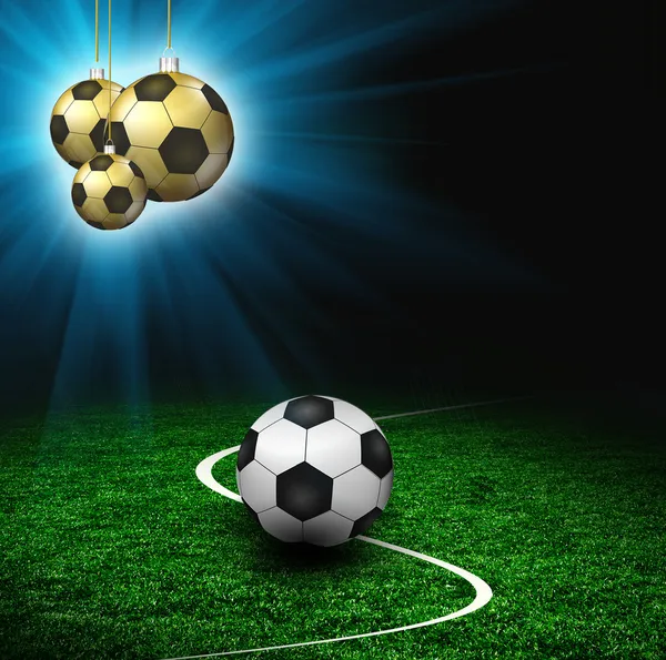 Soccer football field MERRY CHRISTMAS — Stock Photo, Image