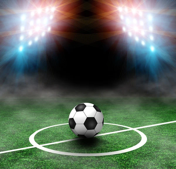 Soccer field with spotlights — Stock Photo, Image