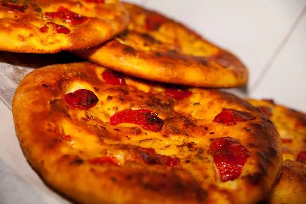 Focaccia with tomatoes from Italy — Stock Photo, Image