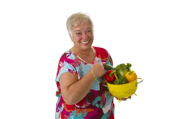 Femme aux légumes frais — Photo