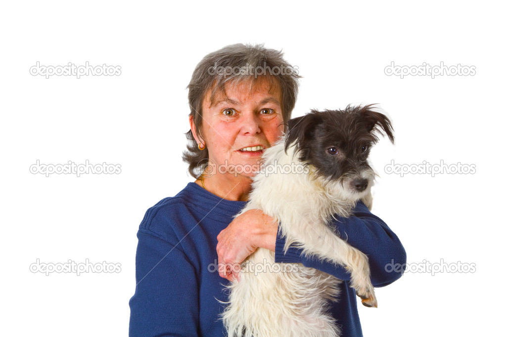 Female senior with puppy