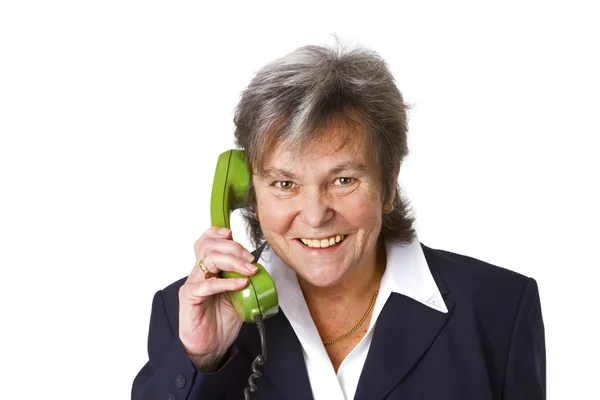 Chefe sênior do sexo feminino no telefone — Fotografia de Stock