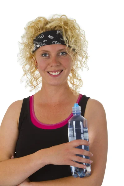 Nő kezében palack víz — Stock Fotó