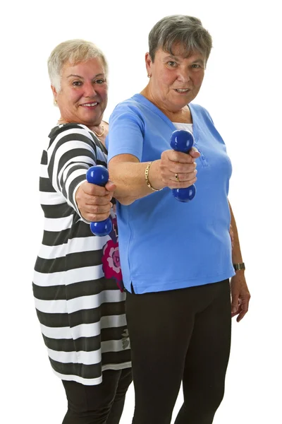 Female seniors with dumbbell — Stock Photo, Image