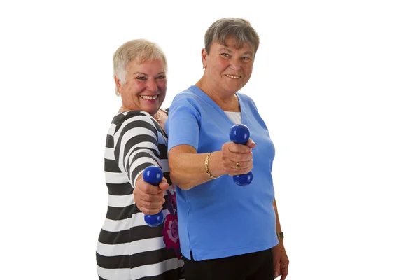 Female seniors with dumbbell — Stock Photo, Image