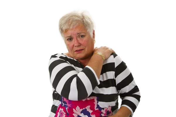 Vrouwelijke senior met nekpijn — Stockfoto