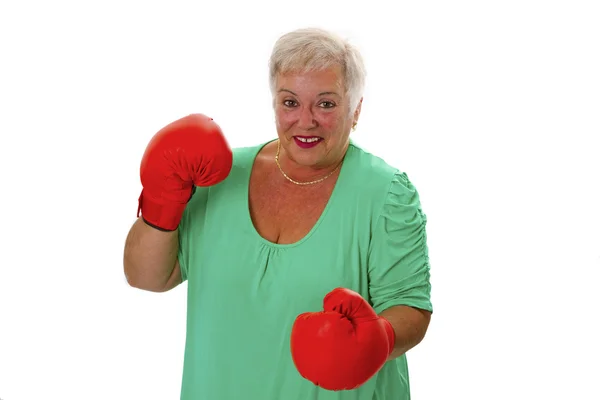 Female senior boxing — Stock Photo, Image