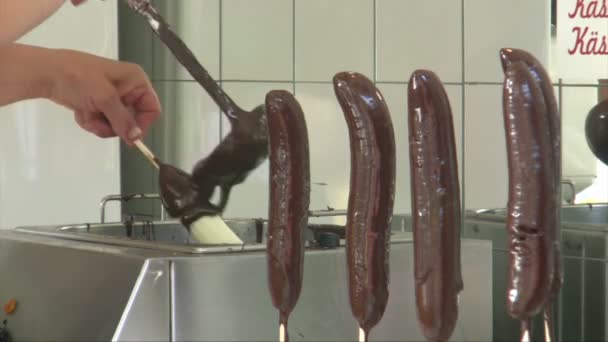 Banane al cioccolato — Video Stock