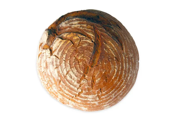 Brood Van Rond Roggebrood Van Boven Geïsoleerd Witte Achtergrond — Stockfoto