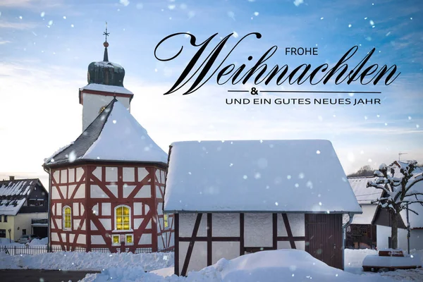 Duitse Kerstkaart Met Kleine Kapel Duitsland — Stockfoto